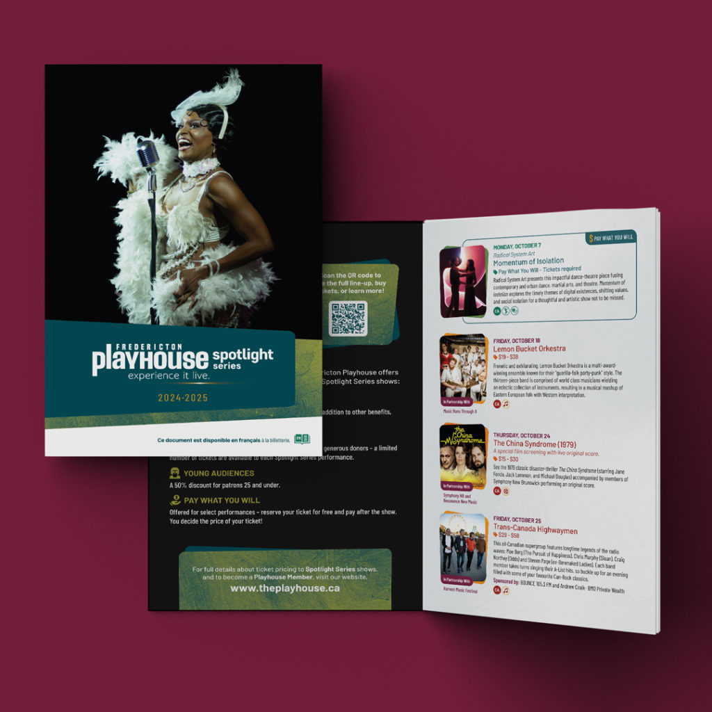 Booklet for the Spotlight Series at the Fredericton Playhouse
