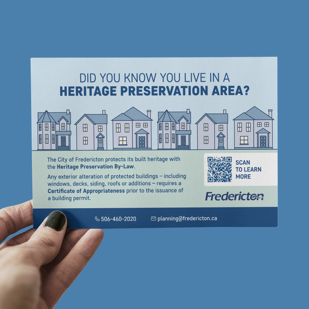 Print Postcard for Heritage Preservation Area for City of Fredericton
