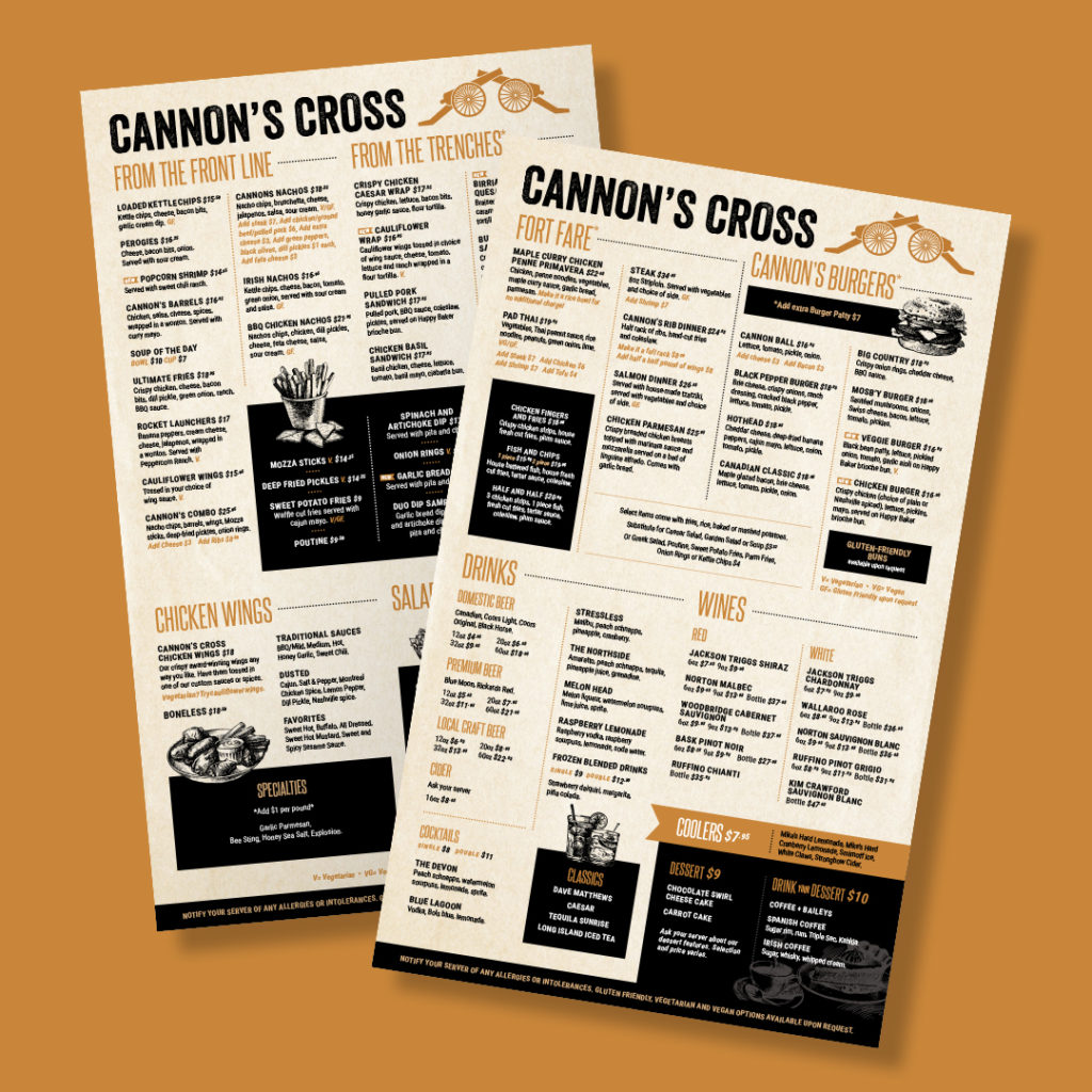 Cannon's Cross - Menu