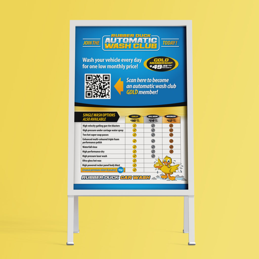 Rubber Duck Car Wash - A-Frame Sign